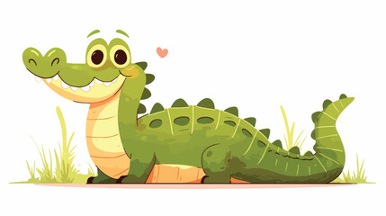 Scandinavian crocodile alligator. Cute funny happy