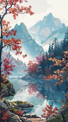 Tranquil Mountain Lake in Autumn