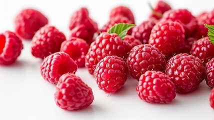 fresh raspberries isolated against background, Generative AI,