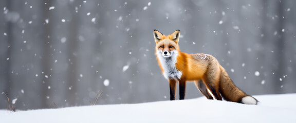Curious Fox in a Snowy Landscape, Generative AI