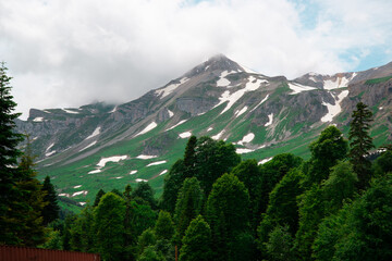 Beautiful mountain landscape in early spring.