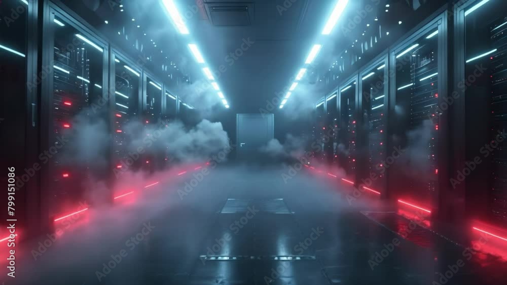 Aufkleber cloud storage services: data center with servers and storage solutions. concept cloud storage, data 