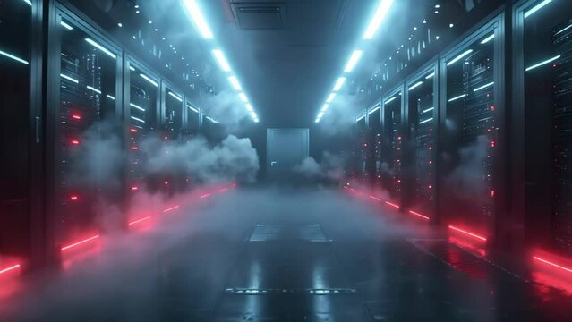 Cloud Storage Services: Data Center with Servers and Storage Solutions. Concept Cloud Storage, Data Centers, Servers, Storage Solutions