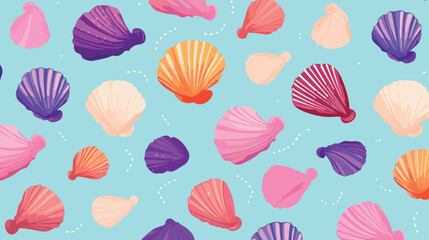 Fototapeta na wymiar Sea shells pattern. Seamless background with repeat