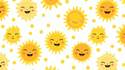 Seamless childish pattern with cute happy smiling s