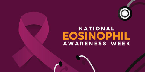National Eosinophil Awareness Week. Ribbon and stethoscope. Great for cards, banners, posters, social media and more.