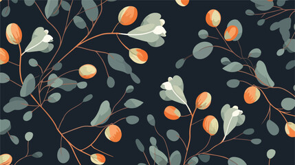 Seamless floral pattern with blooming eucalyptus fl - obrazy, fototapety, plakaty