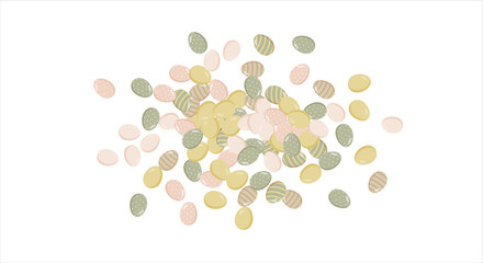 Happy Easter Banner. Pattern of eggs, flowers and twigs. For card, banner, poster, flyer, and web. Spring Festival. Vector illustration