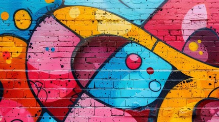 An urban wall showcases graffiti art with polychromatic design and chromatic harmony.