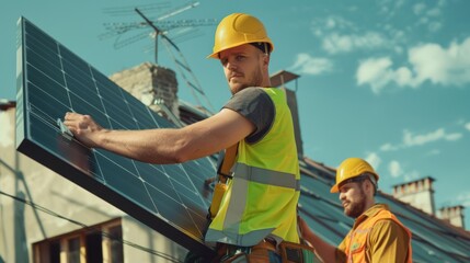 Workers Installing Solar Panels