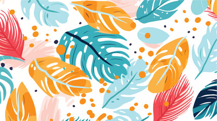 Seamless pattern with abstract tropical leaves pain
