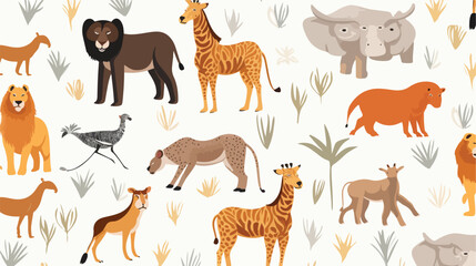 Seamless pattern with African and American animals