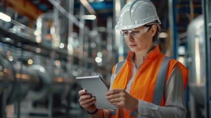 Engineer with Tablet at Industrial Site