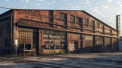 Obraz premium Large and Old Brick Industrial Building