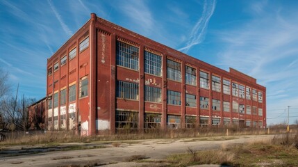 Fototapeta na wymiar Large and Old Brick Industrial Building