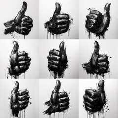 Thumbs Up Black Paint Drip