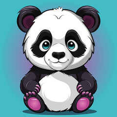 Obraz premium A cartoon of a panda bear. vector illustration digital art. Kawaii Anime style cute panda.