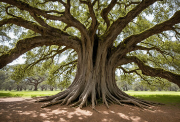 Old giant tree - showing signs of age and wear but still standing strong.. AI generated.