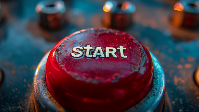 Close-up of a red start button
