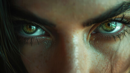 Close-up of intense female gaze