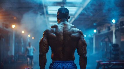 Fototapeta na wymiar A muscular man in a gym setting