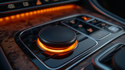 Car interior gearshift close-up