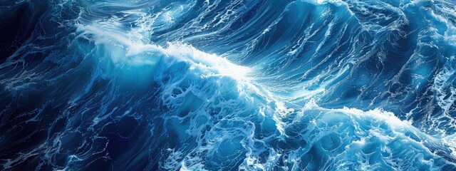 Obraz premium Pattern background of blue ocean waves. blue modern background. Banner design 