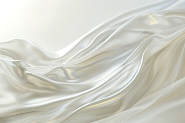 Fototapeta premium A pearlescent white wave, shimmering and elegant, flows delicately over a light background, creating a luxurious and refined visual.