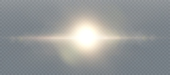 Shining light effects isolated on dark background, glare, lines, golden light particles. Set of vector stars.	
