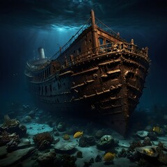 Titanic ship sunk in the depths of the ocean Titanic ship sunk in the depths of the ocean 