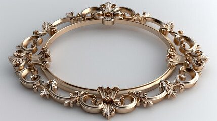 Picture gold wooden frame for design on white background 