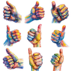 Thumbs Up Colored Pencil