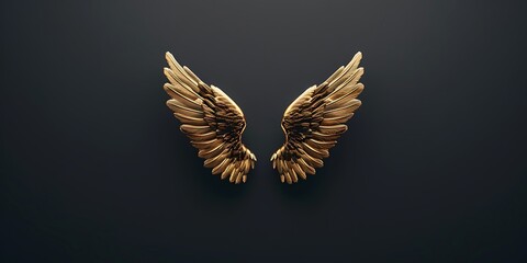 Golden Wings of an Angel Black background,天使の黄金の翼　背景は黒 Generative AI