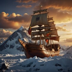 pirate ship in the mountains