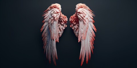 Wings of a bloody fallen angel, black background.血塗られた堕天使の羽　背景は黒　Generative AI
