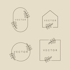  laurels frames branches. Vintage laurel wreaths collection. Hand drawn vector laurel leaves decorative elements. Leaves, swirls, ornate, award, icon.