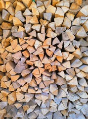 Stacked chopped fire wood 