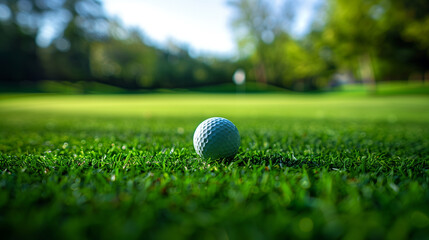 Close-up shot of a golf ball on the fairway, highlighting ways to enhance your golf game