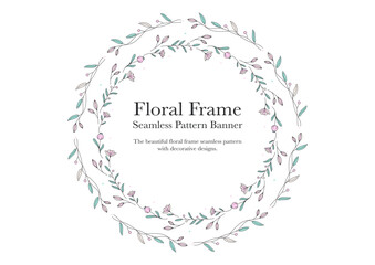 ornamental decorative flower in round frame on white background