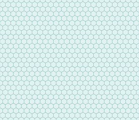 Honeycomb hexagon cells background. Teal color on matching background. Simple hexagon grid. Hexagon shapes. Seamless pattern. Tileable vector illustration.