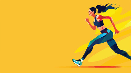 Sporty young woman in leggings on yellow background Vector