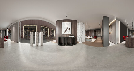 360 degrees luxury home interior, 3d rendering - obrazy, fototapety, plakaty