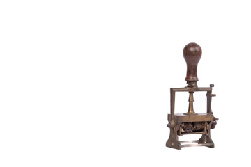 Vintage Date and Number Stamp Machine - Retro Office Equipment on White Background