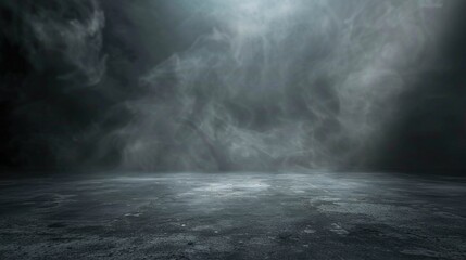 Smoke on the floor in the dark. Halloween texture background