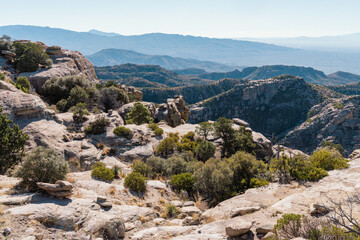 Fototapeta na wymiar Windy Point scenic overlook along the Mt Lemmon Catalina Scenic Byway near Tucson Arizona