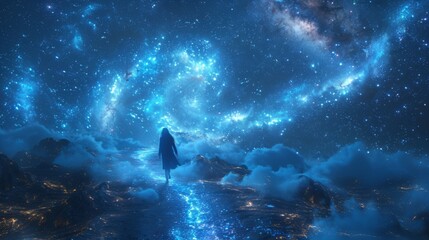 Obraz premium Magical Journey through Starry Skies: Captivating 4K Wallpaper