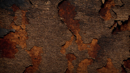 Texture of old vintage burnt paper. Wooden background