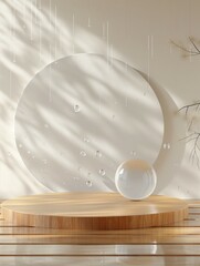 Podium mockup, Abstract Water Drop Background, 3d render