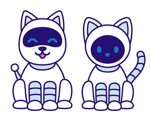 Cute cartoon cat and dog robot