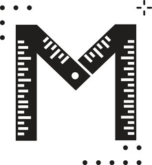 the letter M inside is a ruler. logo for engineer
